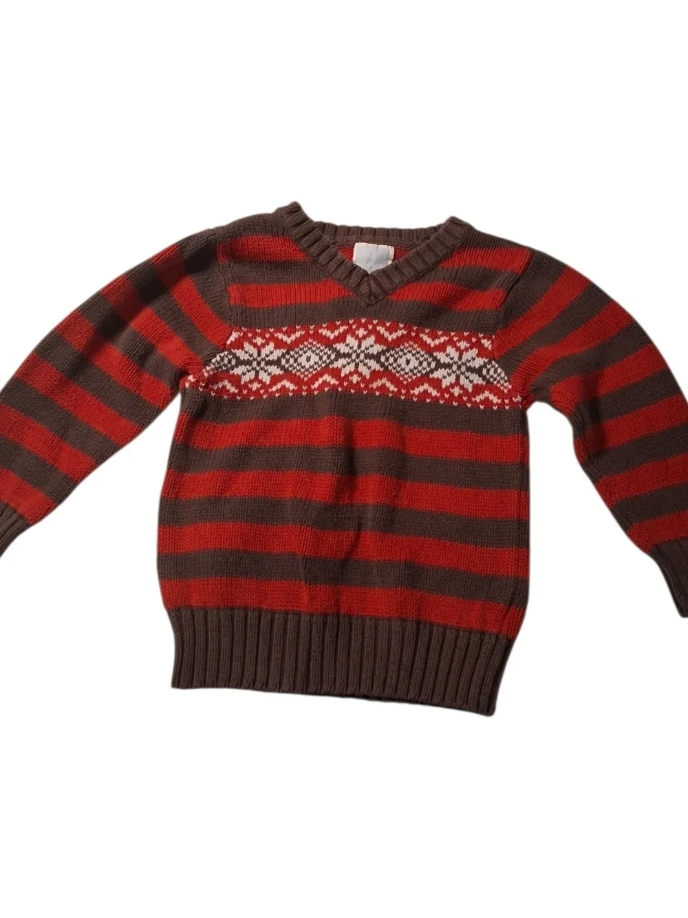 Vintage Old Navy 2T Striped Knit Fair Isle Snowflake Holiday Sweater - PERFECT